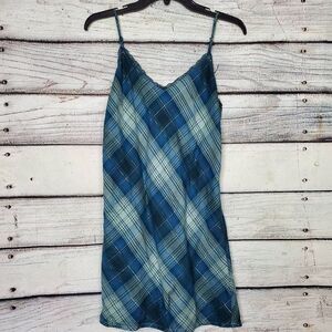 Victoria’s Secret Blue Plaid Slip Nightie Dress XS Adjustable Straps